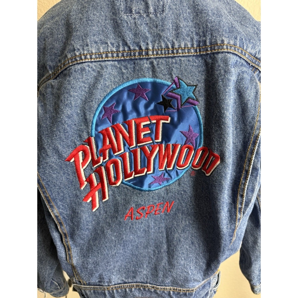 Planet Hollywood Aspen Denim Jean Jacket Unisex Small Vintage 1991 No Fading - Picture 4 of 10
